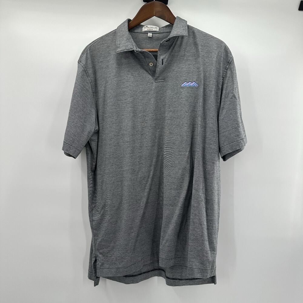 Peter Millar Polo‎ Shirt Mens Large Gray Golf Casual Stretch Nanoluxe